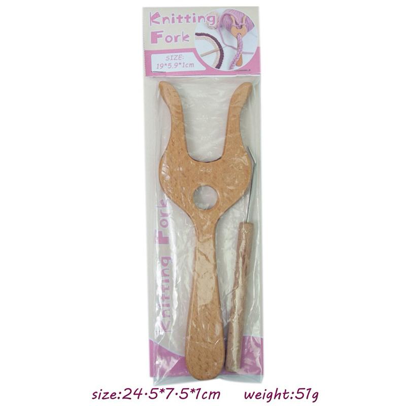Cord Knitting Fork Wooden Weaving Fork With Curved Needle Precise Cord Crocheting Knitting Fork For Braiding Beginners
