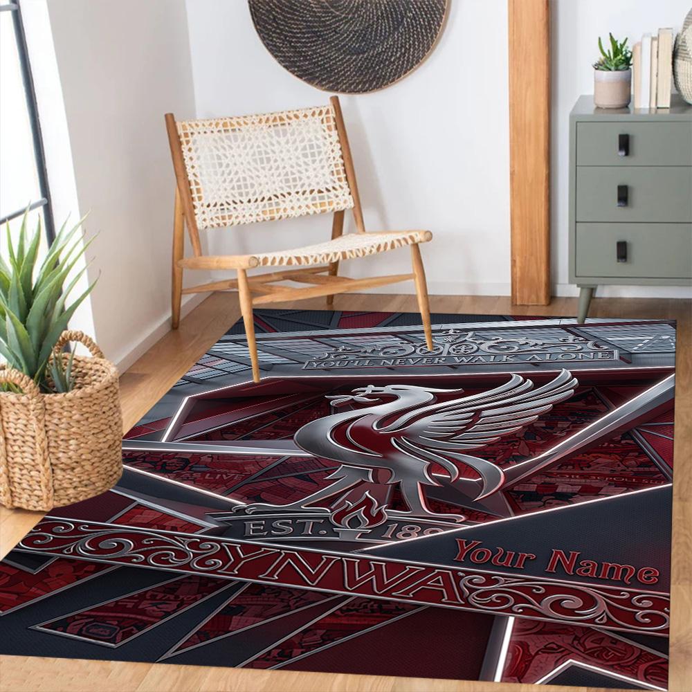 Liverpool Fc Customized Name Floor Rug Office Rug Design For Playrooms Dormitory Entryway Living Rooms Antislip Rug Anime Office Decor