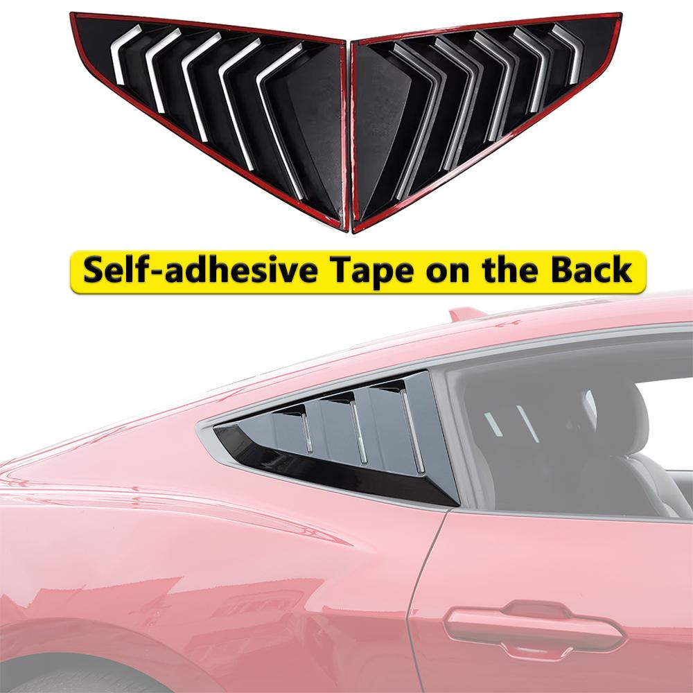 Side Window Blind Vent Louver Decoration Cover Trim for Ford Mustang 2026 Quarter Window Trim Car Exterior Accessories ABS Black
