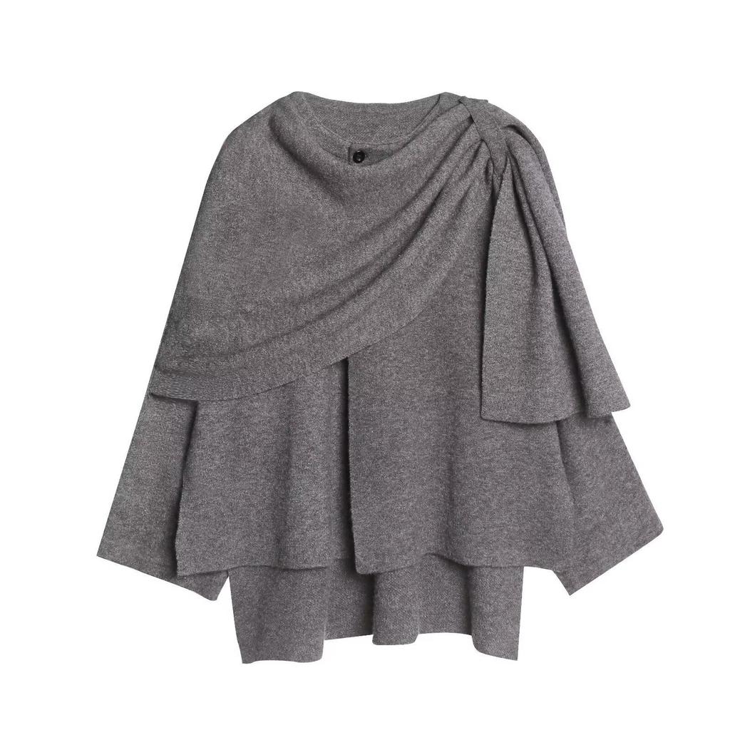 Autumn 2025 European-Style Women's Cloak Knit Sweater 6887