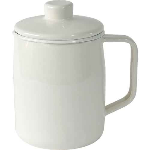 Fuji Horo Enamel Oil Pot with Stainless Steel Filter, Mini, 1.0L, White (Filto OP-1.0L W)
