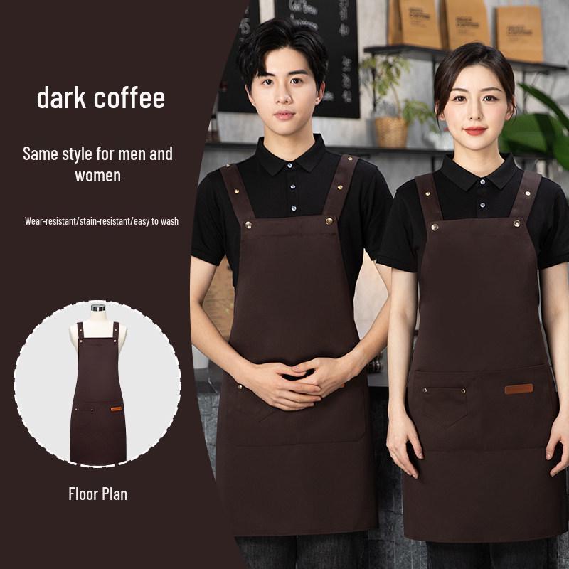 

Waterproof Catering Apron Set: Logo-Print Apron, Oil-Proof Sleeves, Hat for Milk Tea and Coffee