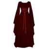 Damen Rundhals Langarm Maxikleid Schmal Geschnitten Hohe Taille Gotisches Mittelalter Kostümkleid