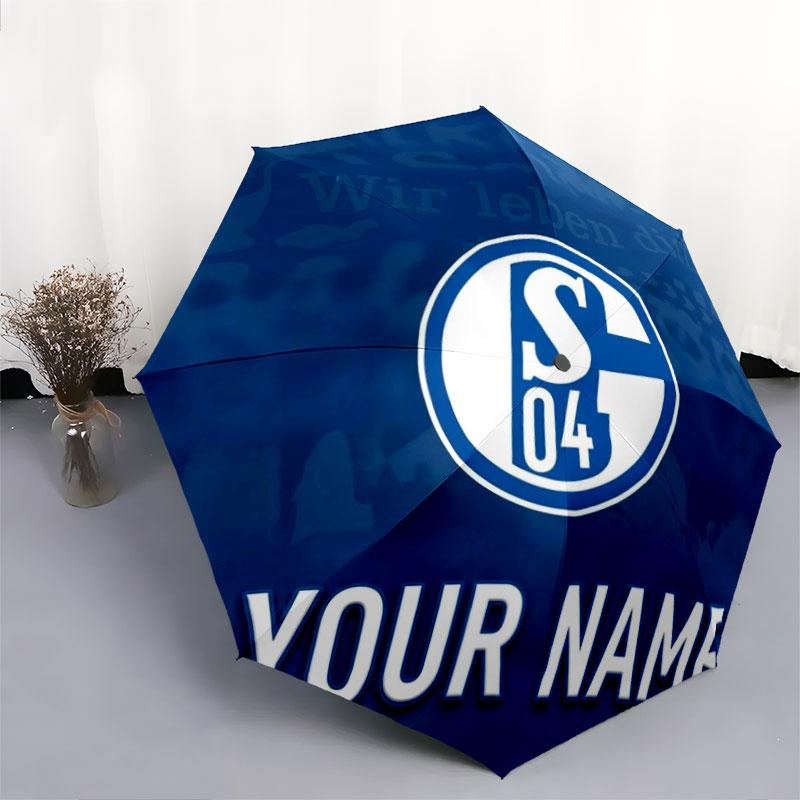 1 PC Automatic Folding Umbrella - FC Schalke 04 Custom Name Pattern, Portable & Foldable Design with 8 Ribs, Christmas Birthday Gifts
