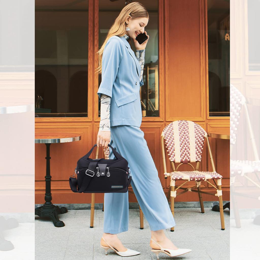 NICOLE & DORIS Women's 2-Way Mini Boston Bag, Shoulder Bag, Crossbody Bag, Handbag, Lightweight, Large Capacity, Multiple Pockets, Water-Repellent