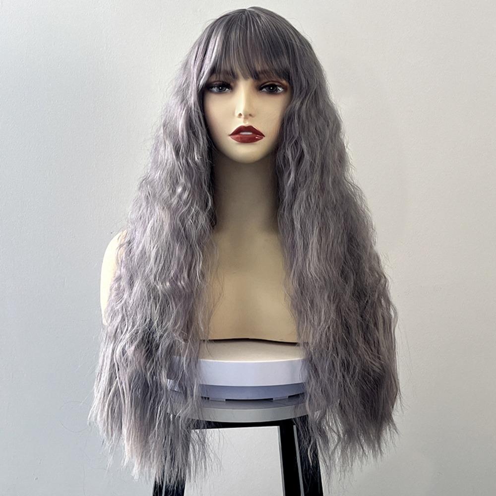 Halloween Long Water Wave Wig Cosplay Women Layered Wigs Orange Brown Gold Curly Wigs  Carnival