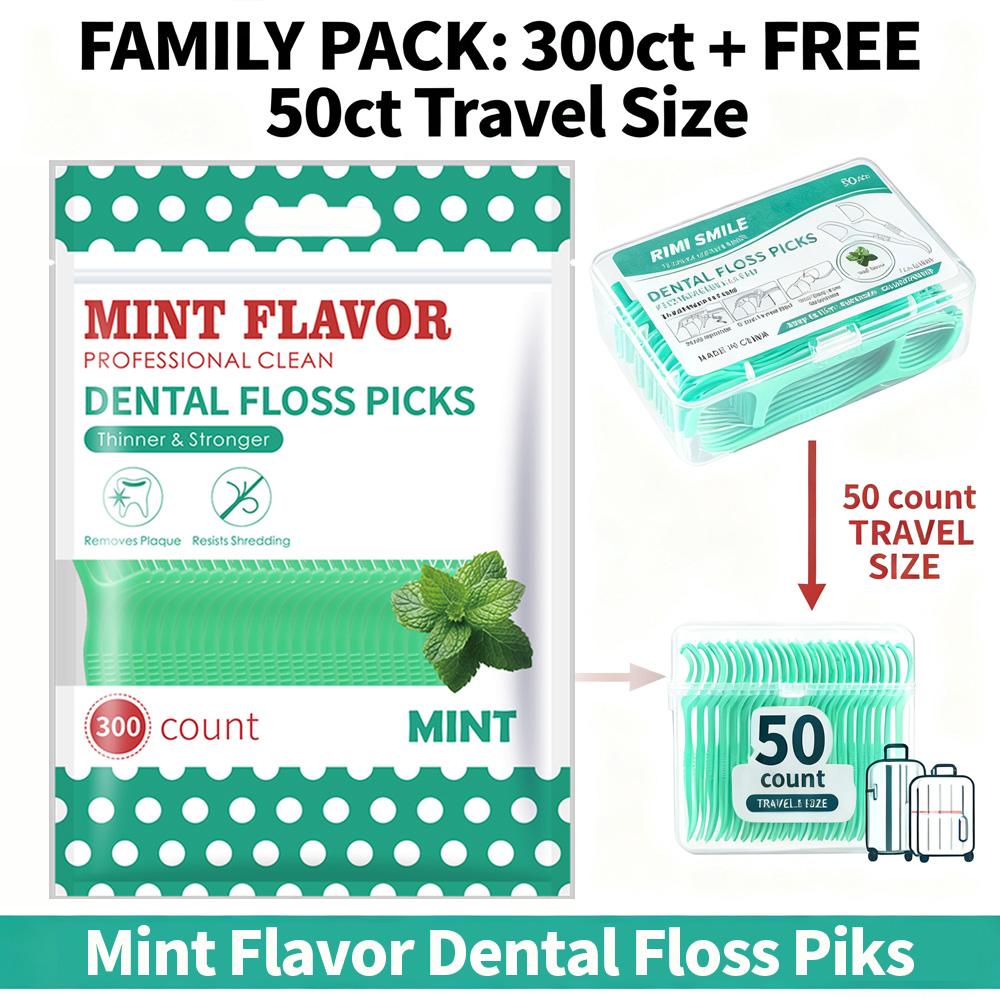 50/350/750PCS Mint Floss Picks Family Pack - Disposable Dental Flossers, Better Than Toothpicks & Floss Rolls, Oral Care Tools