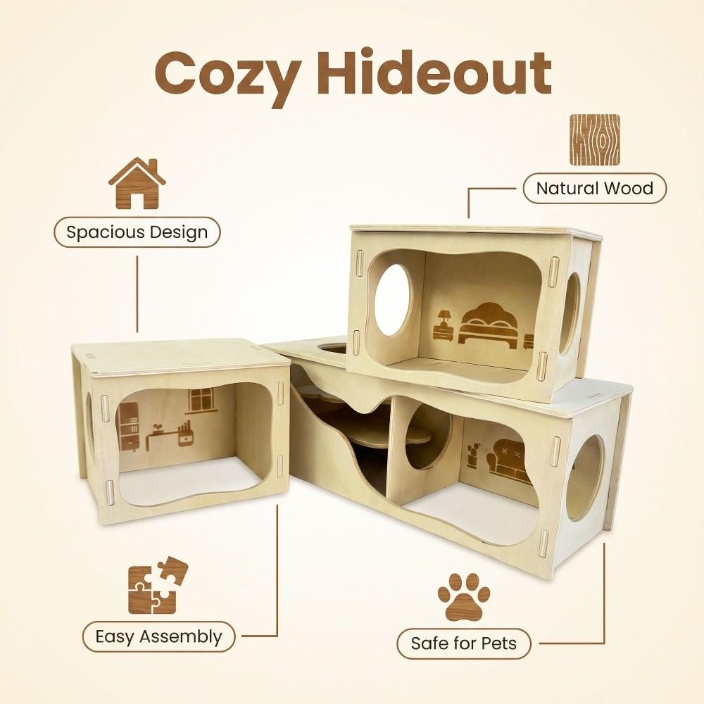 Chew-Proof Wooden Hamster House Detachable Hamster Hiding Corner Practical Mouse Habitat  Playing