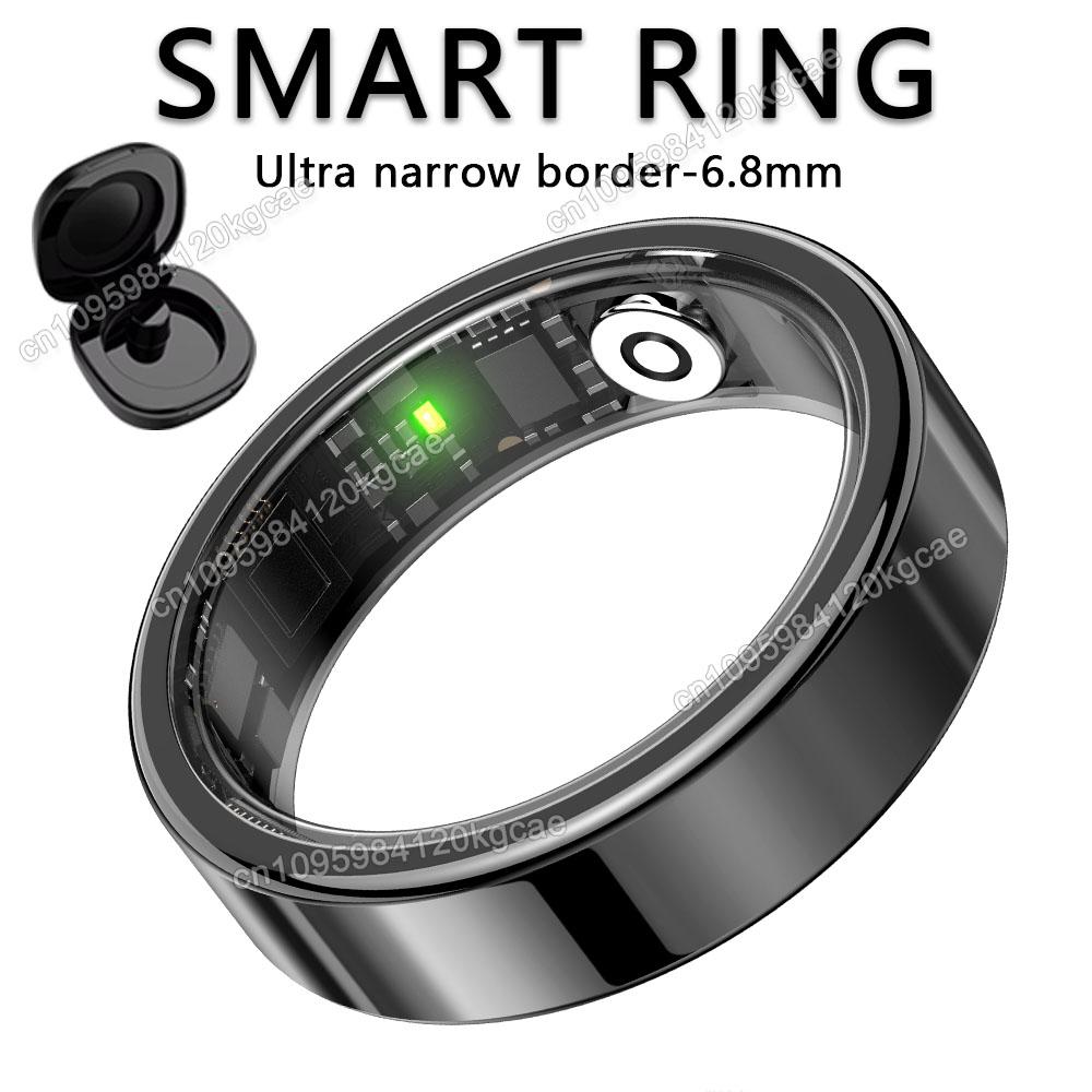 New R09 Smart Ring Men Women with Charging Case,Heart Rate Blood Oxygen Sleep Monitor, Multiple Sport Mode, 5ATM Waterproof Ring