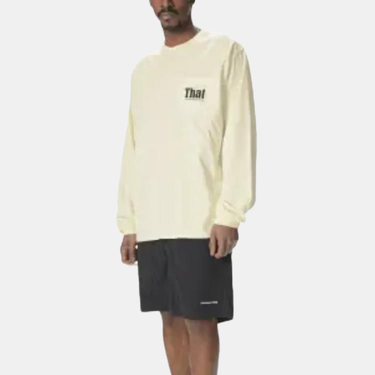 Thisisneverthat Letter Print Casual Loose Round Neck Long Sleeve T-Shirt With Multiple Pockets Unisex tops TN251TTSLT02IVR