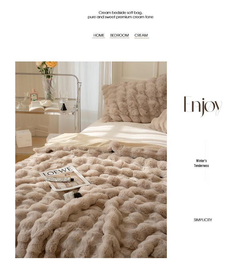 Verdickte Flanell-Winterdecke: Kaninchenhaar, Korallenfleece-Schal für Büronap, Klimaanlage und Sofanutzung