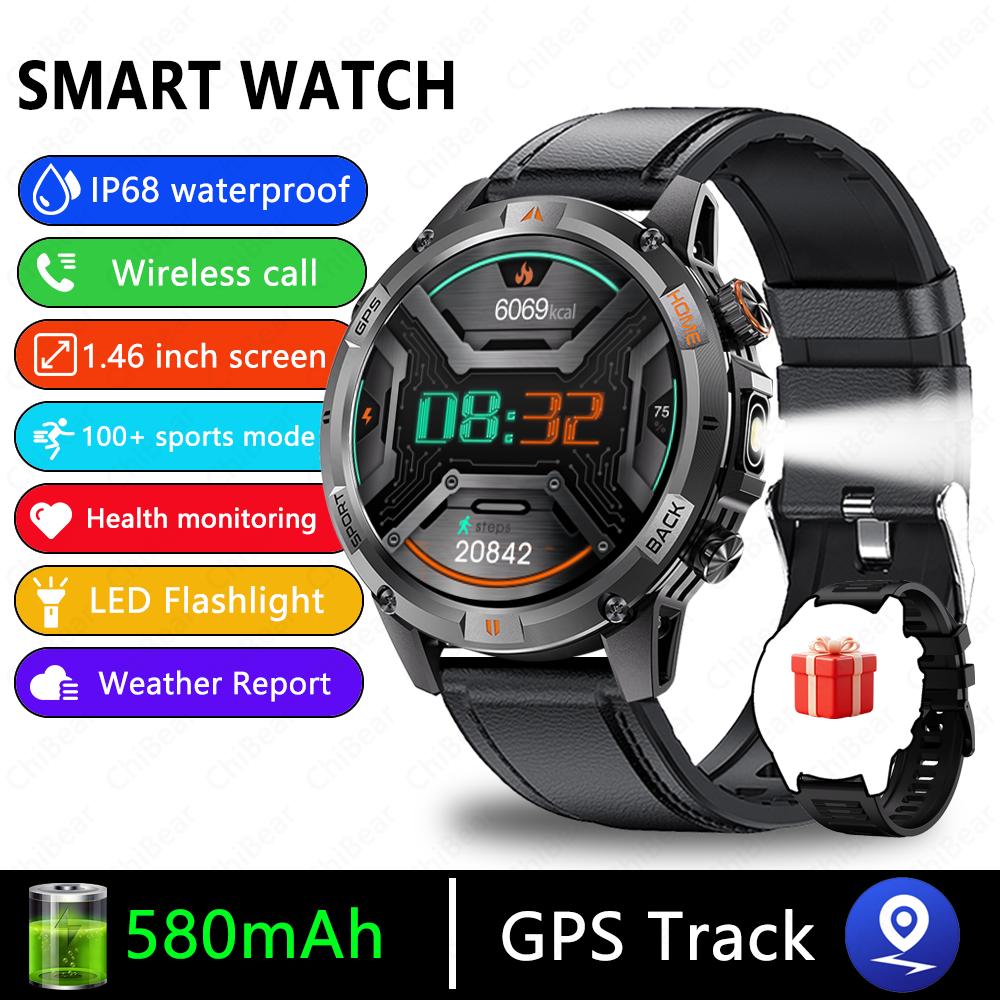 New Professional GPS Sports Smart Watch Outdoor RIDE Run GPS track Swim Watchs Compass 3ATM Sports Bluetooth Call Watch Men