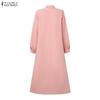 ZANZEA Women Casual Turn Down Collar Loose Long Sleeve Shirt Dress