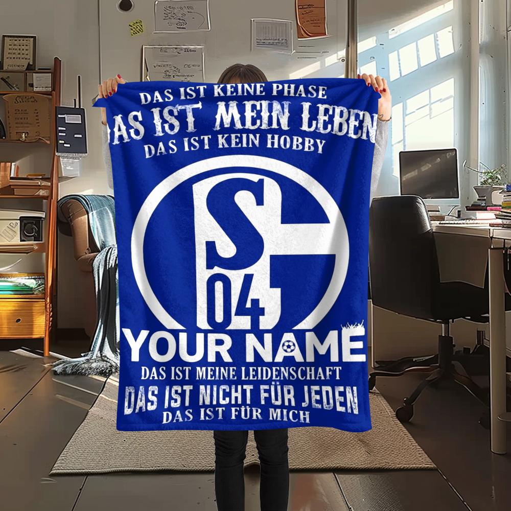 1pz Coperta in Flanella Personalizzata con Nome e Motivo FC Schalke 04 Adatta a Tutte le Stagioni per Arredamento Casa Calore e Comfort Regali Regalo Festivo_xia