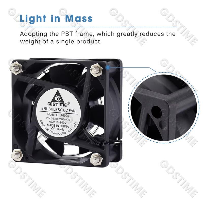 1Pcs 60mm 80mm 90m 120mm AC 110V 220V 240V 3 inch Dual Ball Plastic Universal Cooling Cooler PC CPU Fans Airflow For Computers