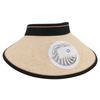 Fan Hat USB Rechargeable 300mah Elastic Band Angle Adjustable Extra Large Brim Fan Cap for Travel Beach Beige