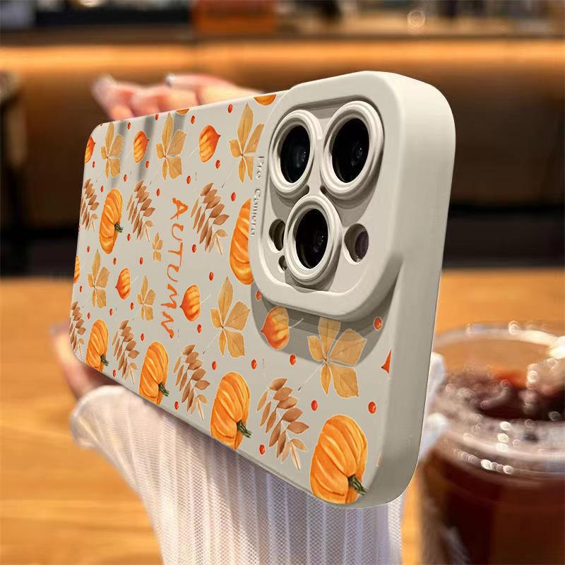 Herbst-Ahornblätter Kürbis-Muster Handyhülle für Samsung Galaxy S25 S24 S23 Ultra S22 S21 S20 Plus FE A54 A55 A35 A15 5G Hülle