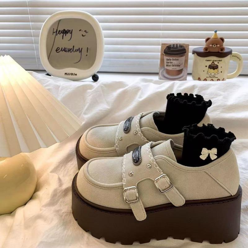 All-inclusive Heightening Retro Platform Spring and Autumn New One-pedal Single Shoes Women