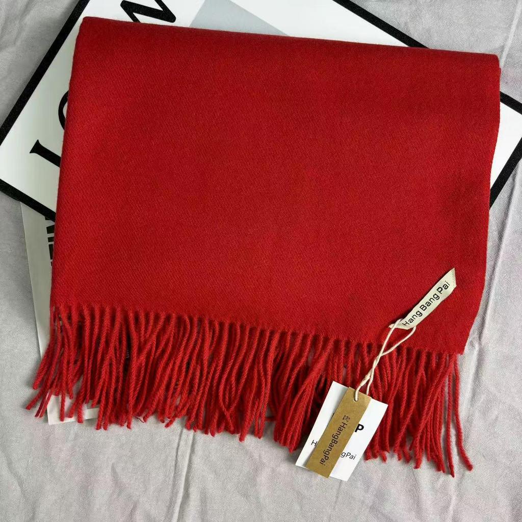 Schal im koreanischen Stil, einfarbig, Imitation Kaschmir, rot - Warm, vielseitig, modische Fransen für Herbst/Winter