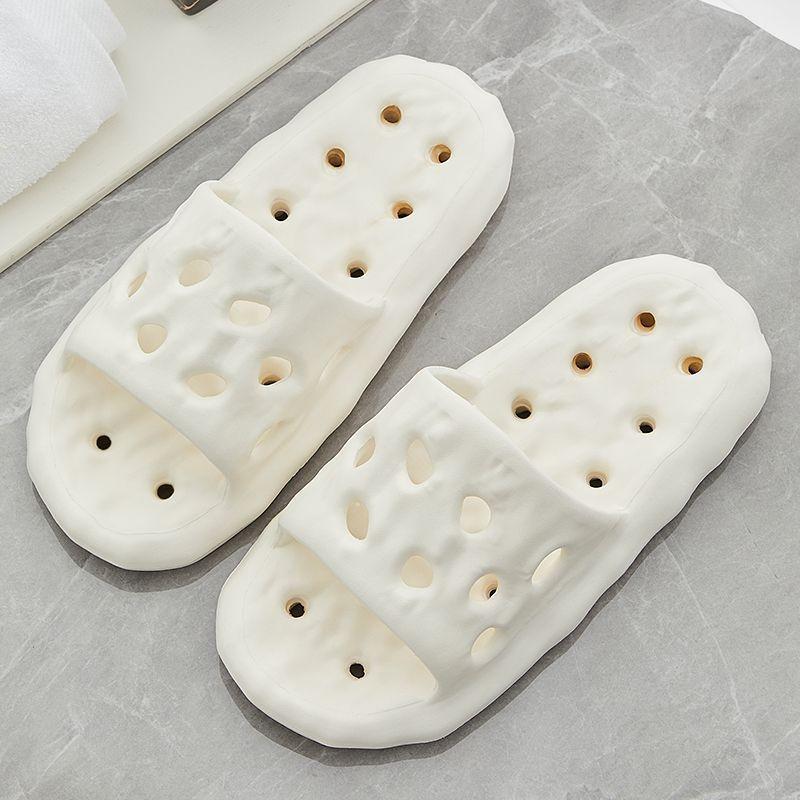 fashion Women New Bathroom Slippers Fashion Hollow Out Design Bathing Non Slip Couple Thick Sole Household Men Outwear Non-slip Shoes