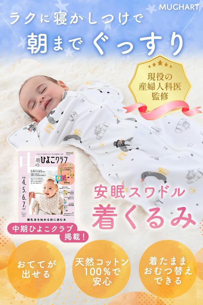 Doctor-Supervised Swaddle with Arm Openings for Newborns [IHDI Certified] – Prevents Moro Reflex, 100% Natural Cotton, Mughart (Forest Animals, Size M