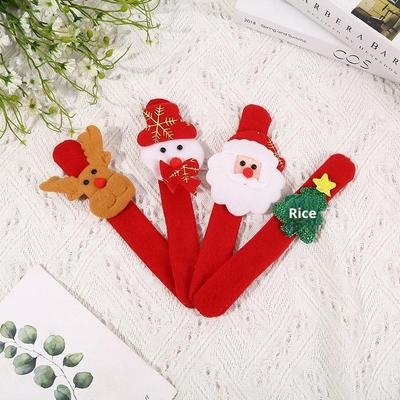 5Pcs Christmas Clap Bracelets Cartoon Santa Claus Snowman Reindeer Papa Circle Wristbands Holiday Party Children'S Gifts