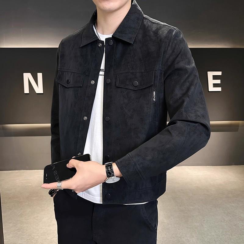 Men's Suede Jacket, Autumn/Winter 2025: High-End Trend, Lapel, Slim-Fit, Stylish and Handsome Design