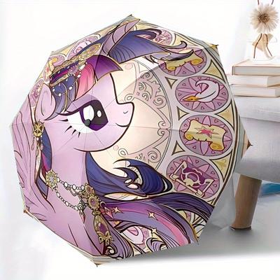 My Little Pony Automatischer Faltregenschirm, Selbstöffnend/Schließend, Robuster Winddichter Reise-Regenschirm für Outdoor-Abenteuer a0826079