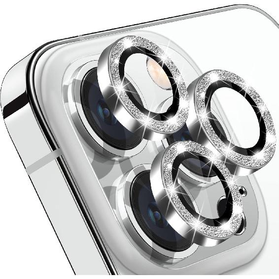 Compatible with iPhone 14 Pro and 14 Pro Max Camera Lens Protector, Bling Glitter Lens Cover 9H Tempered Glass Camera Cover Anti Scratch Shockproof
