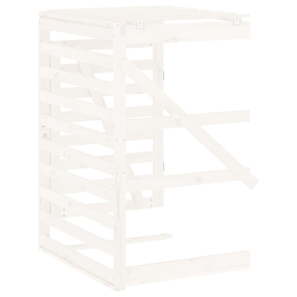 Waste Bin Box Extension White Solid Pine Wood