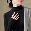 Women's Half High Neck Long Sleeve Slim Fit Top Solid Color Winter Warm T-Shirt