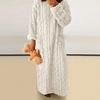 Women's Flannel Nightgown Fuzzy Plush Warm Crewneck Sleepwear Loose Winter Pullover Nightdress with Pockets