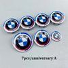 7Pcs car wheel center caps Blue-white Hood Emblem Rear Trunk logo For BMW mini E36 E46 F20 E90 E30 E91 F10 F30 X5 X3 accessories