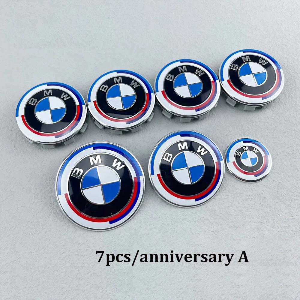

7Pcs car wheel center caps Blue-white Hood Emblem Rear Trunk logo For BMW mini E36 E46 F20 E90 E30 E91 F10 F30 X5 X3 accessories 74 74 56x4 45