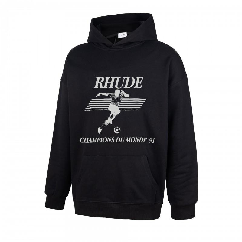 RHUDE Sweat à capuche en coton épais à imprimé graphique pour homme Décontracté Coupe ample Streetwear Jeune