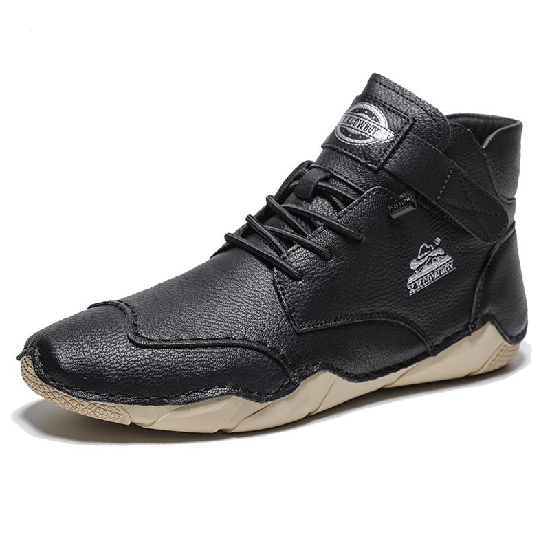 Ruční šití Dělená kožená obuv Muži Mokasíny Pohodlné kotníkové boty Pro muže Obuv pro volný čas Mokasíny Pánské ploché boty