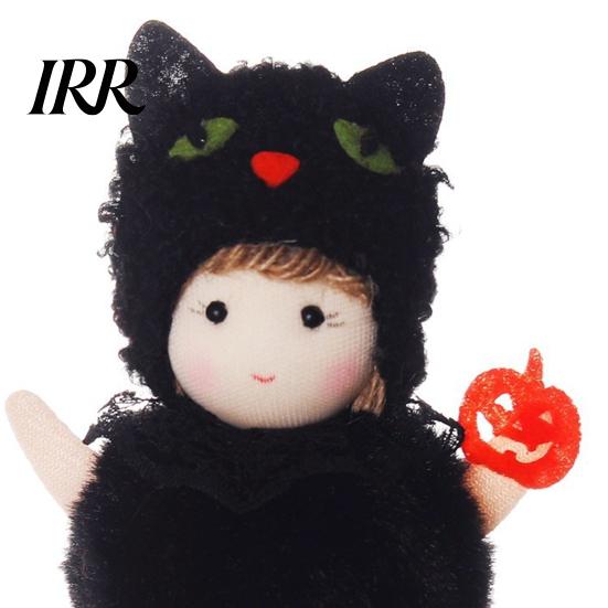 Witch And Black Cat Plush Set Halloween Hanging Doll with Lanyard, Cute Furry Pom Soft Ball Ornament for Doors Windows Trees Party Decor Decoration