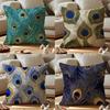 Peacock Texture Cushion Cover Anti-dustmite Pillowcase Invisible Zipper Silky Short Plush Sofa Cushion Cover