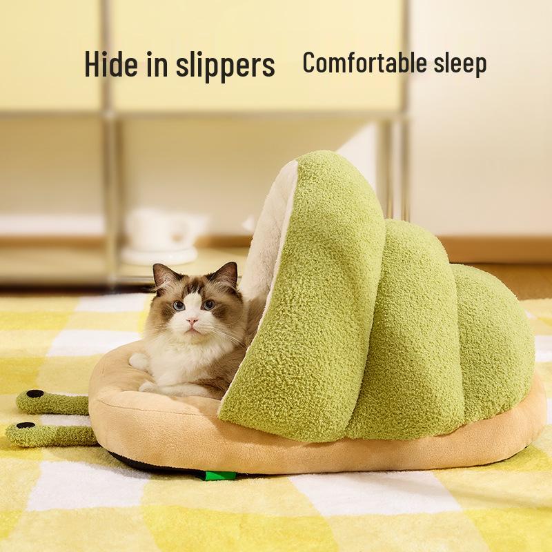 2024 Cozy Autumn/Winter Semi-Enclosed Snail Slipper Bed for Cats & Small To Medium Dogs