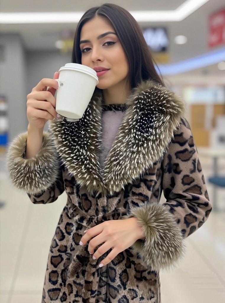 Autumn and winter imitation mink new medium and long waist fur collar thin fashion warm cold thickened coat women