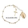 Bracciale Portatile con Croce e Perline della Vergine con Catena di Estensione da 5 cm