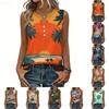 Women's Fashionable Casual Hawaiian Print Sleeveless Button Vest Top