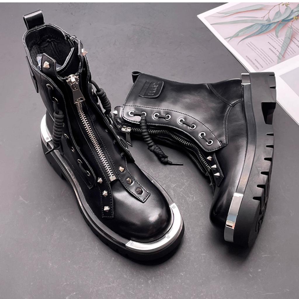 Fashion High quality Leather men platform shoes flats loafers fashion punk Sneakers Casual shoes high tops  Zapatos Hombre  A7