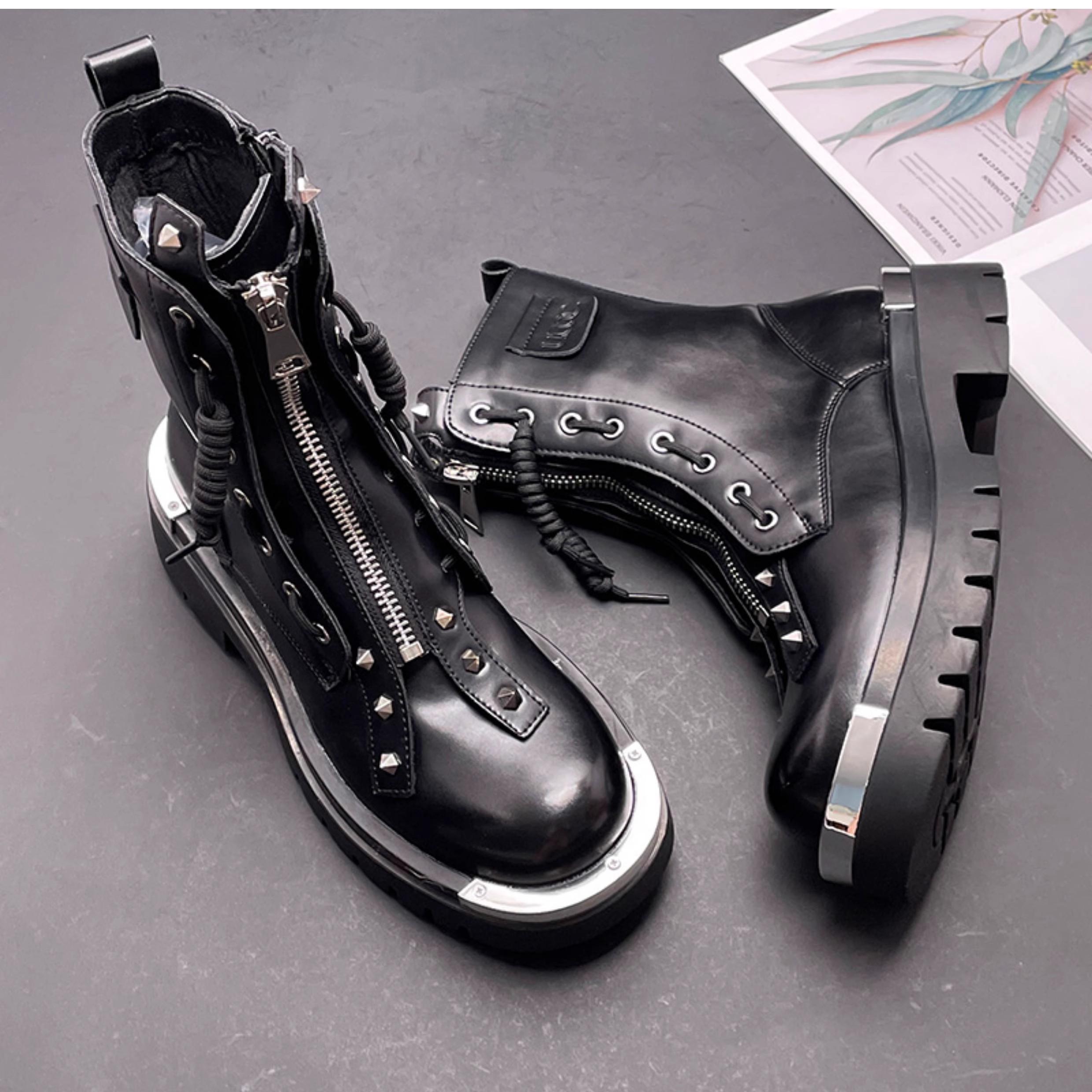 

Модные мужские мотоботы на толстой подошве, модные ботинки из мягкой кожи с теплым подкладом, ботинки челси A6 44 чёрный