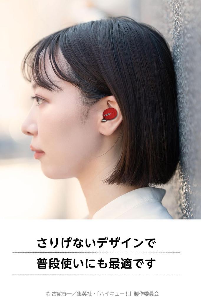 Tama Electronics True Wireless Ohrhörer mit Kenneko und Kurooneko von Nekoma High Bluetooth AAC IPX4 Wasser- und Berührungssensor Haikyu!! (rot)