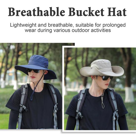 Adjustable Wide Brim Fisherman Hat Polyester Fiber 56 cm 1 Pc