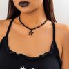 Gothic Thorn Star Necklace Punk Hip Hop Neckchain Y2K Pendant Clavicle Chain Medieval Statement Pieces Jewelry Gift