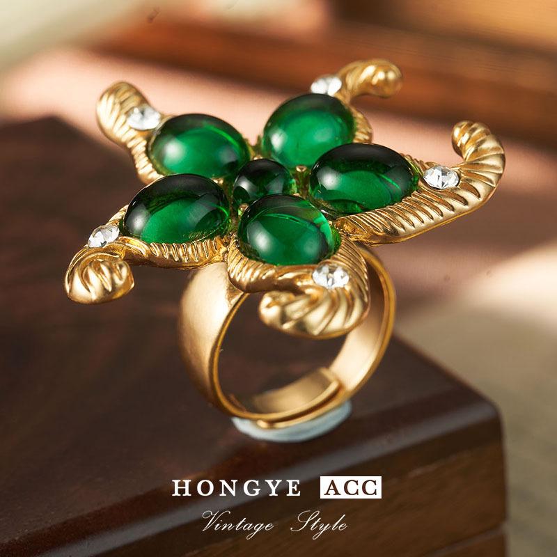 

Винтажное европейское и американское кольцо с цветочным узором: Регулируемый, Невыцветающий Неправильный Дизайн, Универсальные Ретро Украшения One Size