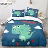 Tegneserie Dinosaur Dynetrekk Søt Dyr Sengesett Twin For Barn Gutter Jenter Dekor Mikrofiber Dynetrekk Med Putevar