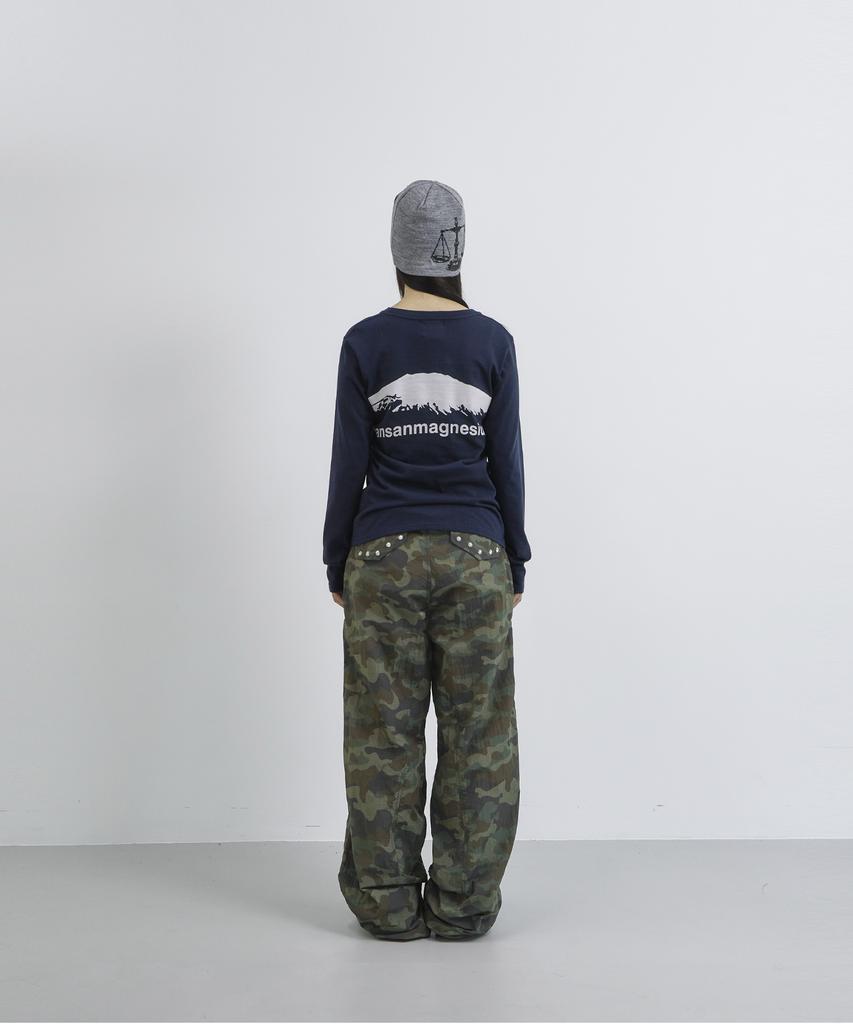 Tansanmageunesyum Nylon Wide Studded Cargo Pants (Camo Khaki)